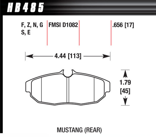 Brake Pad Set 05 Mustang Rear DTC70, by HAWK BRAKE, Man. Part # HB485G.656