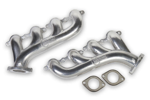 GM LS Cast Iron Exhaust Manifolds Silver Finish, by HOOKER, Man. Part # 8501-1HKR