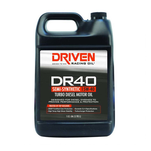 DR40 High Zinc Semi-Syn Diesel Oil 15w40 1 Gal., by DRIVEN RACING OIL, Man. Part # 05408