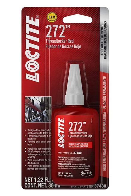 Threadlocker 272 Red Hi Temp 36ml/1.22oz, by LOCTITE, Man. Part # 492143