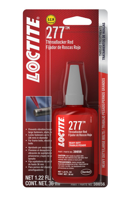 Threadlocker 277 HD Red Big Bolts 36ml/1.22oz, by LOCTITE, Man. Part # 555353