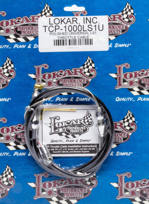 Polished Universal Throt tle Cable LS Engine, by LOKAR, Man. Part # TCP-1000LS1U