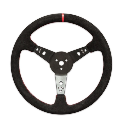 Steering Wheel 15in Dished Suede Blk Spokes, by LONGACRE, Man. Part # 52-56797