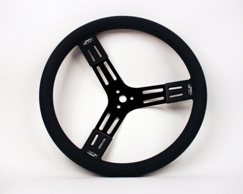 15in. Steering Wheel Black Steel Smooth Grip, by LONGACRE, Man. Part # 52-56841