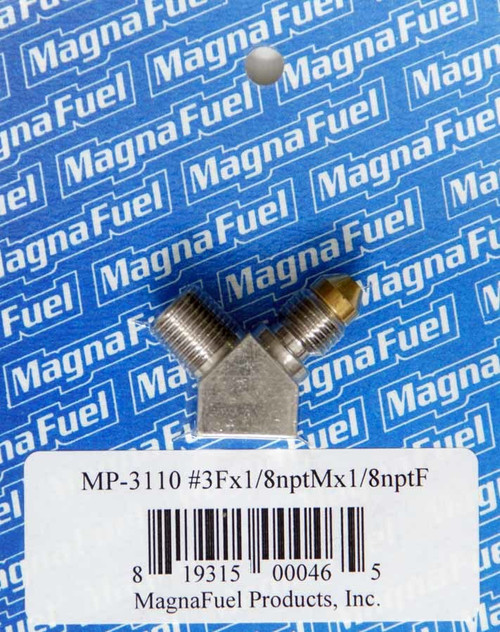 Jet Adapter Fitting - #3 x 1/8in x 1/8in w/Pill, by MAGNAFUEL/MAGNAFLOW FUEL SYSTEMS, Man. Part # MP-3110
