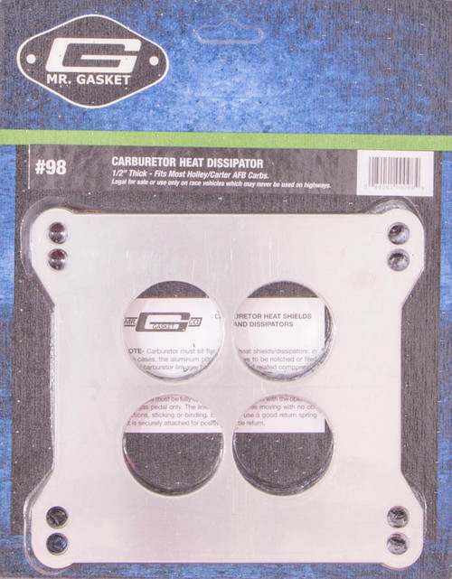 Carb. Dissipator 4-Bbl. 1/2in Thick- 4-Hole, by MR. GASKET, Man. Part # 98