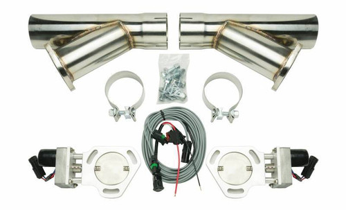 Dual Electric Exhaust Cutout 3in w/Y-Pipes, by PYPES PERFORMANCE EXHAUST, Man. Part # HVE10K3