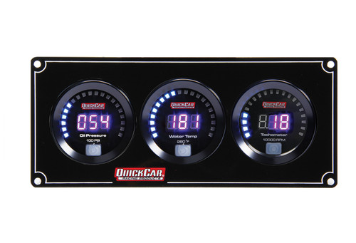 Digital 2-1 Gauge Panel OP/WT w/Tach, by QUICKCAR RACING PRODUCTS, Man. Part # 67-2031