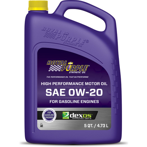 0w20 Multi-Grade SAE Oil 5 Quart Bottle, by ROYAL PURPLE, Man. Part # ROY51020