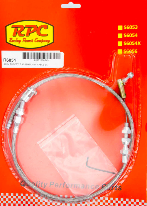 Stainless Throttle Cable 24in, by RACING POWER CO-PACKAGED, Man. Part # R6054