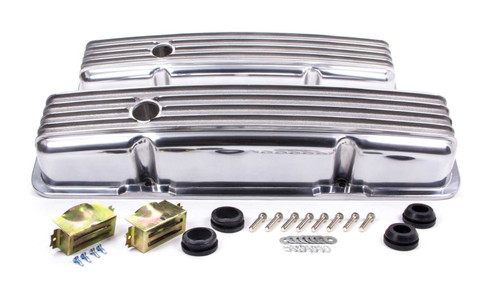SBC Alum Finned Short V/C Polished, by RACING POWER CO-PACKAGED, Man. Part # R6186