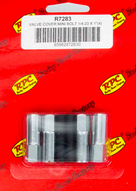 Chrome V/C Mini Bolt (4) 1 3/8in x 1/4-20 Thread, by RACING POWER CO-PACKAGED, Man. Part # R7283