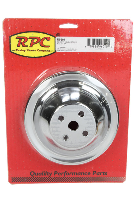 SBC SWP 2 GROOVE WATER P UMP PULLEY CHROME, by RACING POWER CO-PACKAGED, Man. Part # R9601