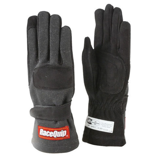 Gloves Double Layer Large Black SFI, by RACEQUIP, Man. Part # 355005RQP