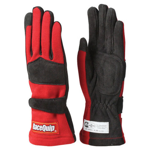 Gloves Double Layer Large Red SFI, by RACEQUIP, Man. Part # 355015RQP