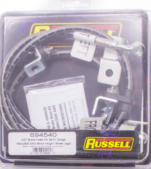 S/S Brake Line Kit 94-99 Dodge 4WD, by RUSSELL, Man. Part # 694540