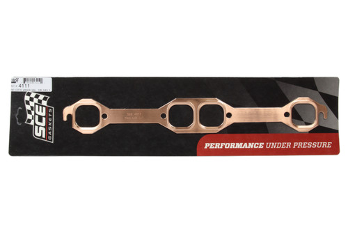 18 Degree SBC Copper Embossed Exhaust Gasket, by SCE GASKETS, Man. Part # 4111