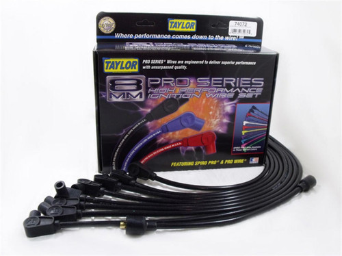 Spiro-Pro Custom 8 Cyl Plug Wire Set Black, by TAYLOR/VERTEX, Man. Part # 74072