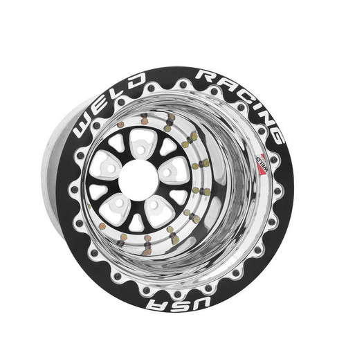 V-Series Drag Wheel Blk 15x14 5x4.75 BC 5.0 BS, by WELD RACING, Man. Part # 84B-514280CB