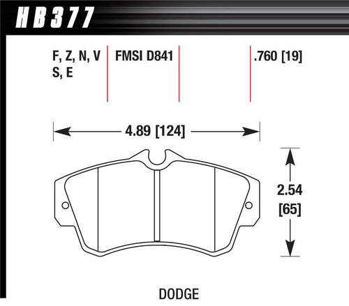 Brake Pads Front Dodge Blue 9012 Compound, by HAWK BRAKE, Man. Part # HB377E.760