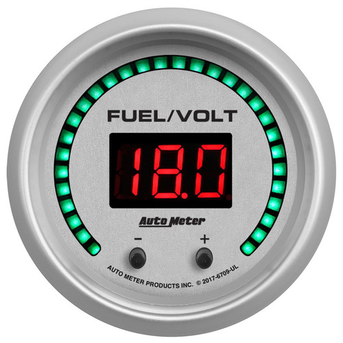 2-1/16 Fuel/Volt Gauge Elite Digital UL Series, by AUTOMETER, Man. Part # 6709-UL
