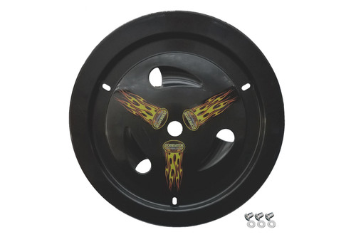Wheel Cover Dzus-On Black Real Style, by DOMINATOR RACE PRODUCTS, Man. Part # 1007-D-BK