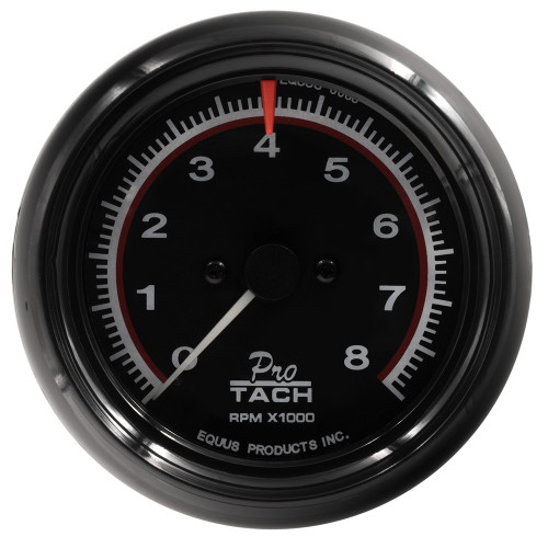 3-3/8 Dia Tachometer 8000 RPM Black Dial, by EQUUS, Man. Part # E6088