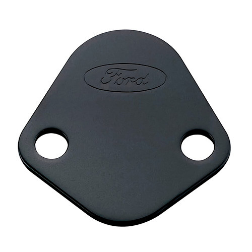 Fuel Pump Block-Off Plate Black w/Ford Logo, by FORD, Man. Part # 302-291