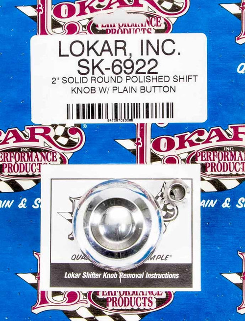 2in Shift Knob Solid Round Polished w/Button, by LOKAR, Man. Part # SK-6922