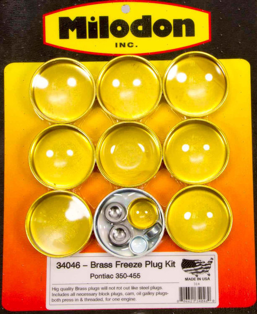 Pontiac V8 Brass Freeze Plug Kit, by MILODON, Man. Part # 34046