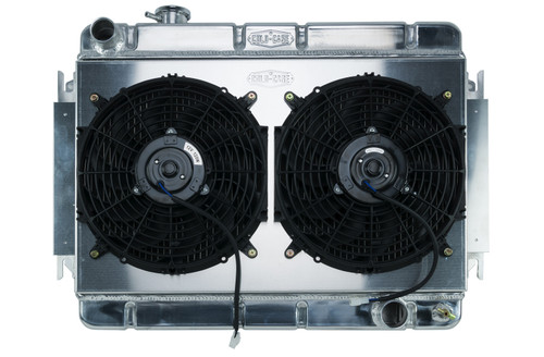 66-67 Chevelle Radiator & Dual 12in Fan Kit AT, by COLD CASE RADIATORS, Man. Part # CHE542AK