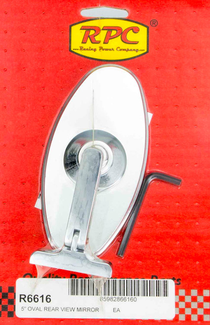 Chrome Steel Oval 5in Interior Mirror, by RACING POWER CO-PACKAGED, Man. Part # R6616