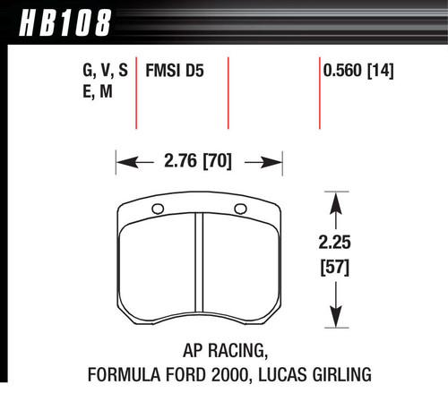 BRAKE PAD AP RACING FRONT CALIPER BLUE 9012, by HAWK BRAKE, Man. Part # HB108E.560