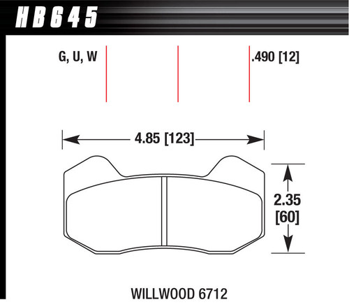 BRAKE PAD DYNAPRO 6 FRONT AND REAR DTC-30, by HAWK BRAKE, Man. Part # HB645W.490