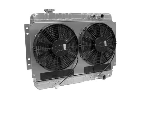 Radiator w/fans Chevelle 64-67 LS Auto Trans Raw, by DEWITTS RADIATOR, Man. Part # 32-6139002A