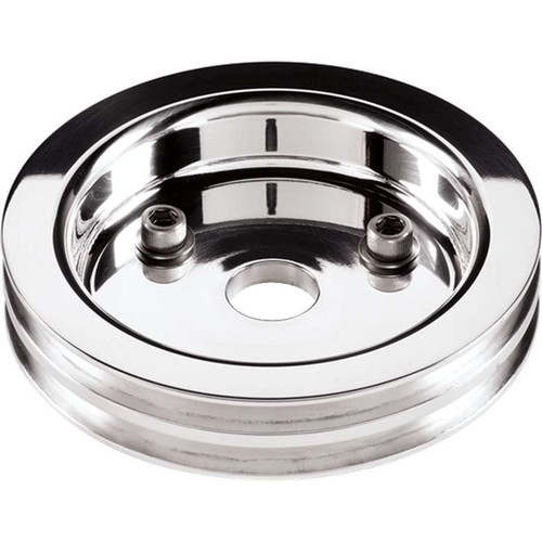 Polished SBC 2 Groove Lower Pulley, by BILLET SPECIALTIES, Man. Part # 81220