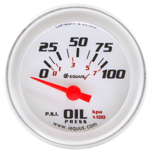 2.0 Dia Oil Pressure Gauge Silver  0-100psi, by EQUUS, Man. Part # E8264