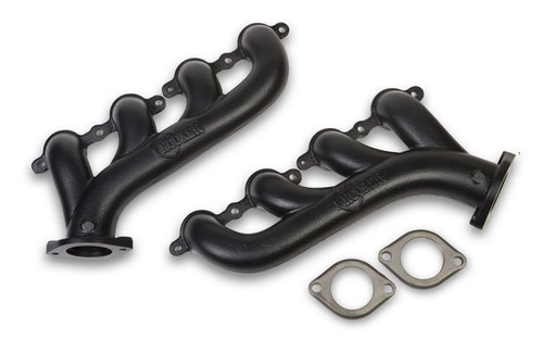 GM LS Cast Iron Exhaust Manifolds Black Finish, by HOOKER, Man. Part # 8501-3HKR