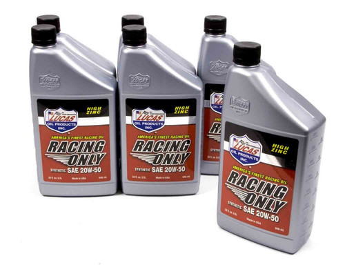 Synthetic Racing Oil 20w50 6x1 Qt, by LUCAS OIL, Man. Part # 10615