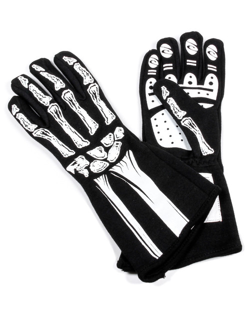 Single Layer White Skeleton Gloves Medium, by RJS SAFETY, Man. Part # 600080133