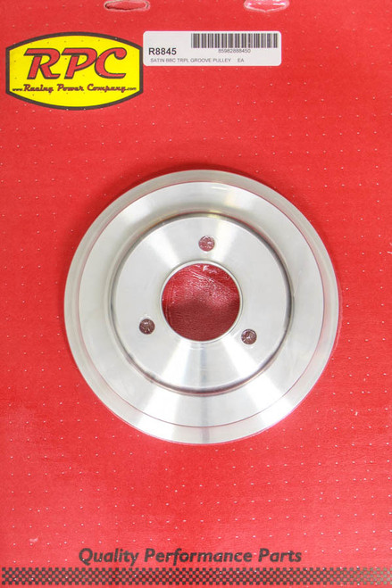 BBC 3 Goove Crank Pulley Long W/P Satin, by RACING POWER CO-PACKAGED, Man. Part # R8845