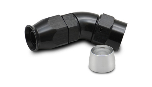 45 Degree High Flow Hose End Fitting for PTFE, by VIBRANT PERFORMANCE, Man. Part # 28408