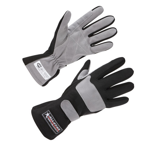 Driving Gloves SFI 3.3/1 S/L Black/Gray Medium, by ALLSTAR PERFORMANCE, Man. Part # ALL911012