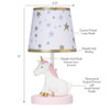 Lambs & Ivy Rainbow Unicorn Lamp W/ Shade & Bulb