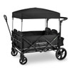 Wonderfold X4 Push & Pull Quad Stroller Wagon with Automated Magentic Buckles in Stealth Black