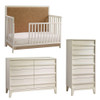 Natart Kyoto 3 Piece Nursery Set - Convertible Caramel Panel Crib, Double Dresser, & Lingerie Chest in Linen