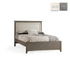 Natart Ithaca Collection Double Bed 54" in White with Low profile footboard, rails & upholstered Panel in Fog