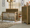 Dolce Babi Nicco 2 Piece Nursery Set - Crib and 5 Drawer Dresser in Golden Brown and Gold Metal