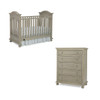 Dolce Babi Naples 2 Piece Nursery Set - Traditional Crib and 5 Drawer Dresser in Driftwood