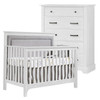 Nest Emerson Collection 2 Piece Nursery Set Crib with Fog Upl. Panel and 5 Drawer Dresser in White